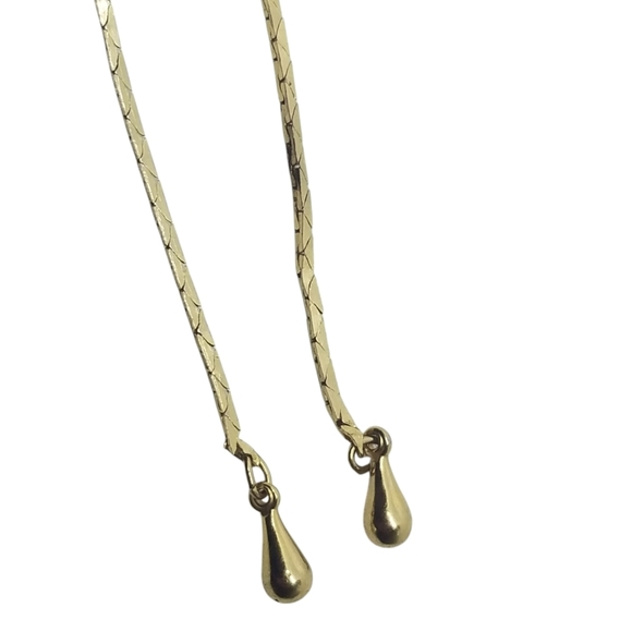 VINTAGE GOLDTONE & ROSE LARIAT NECKLACE - Picture 5 of 7